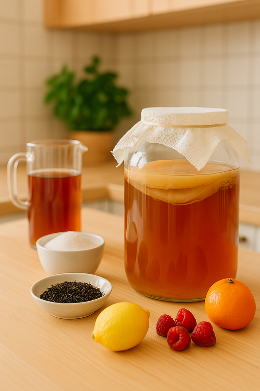KOMBUCHA JAR IN A COZY KITCHEN